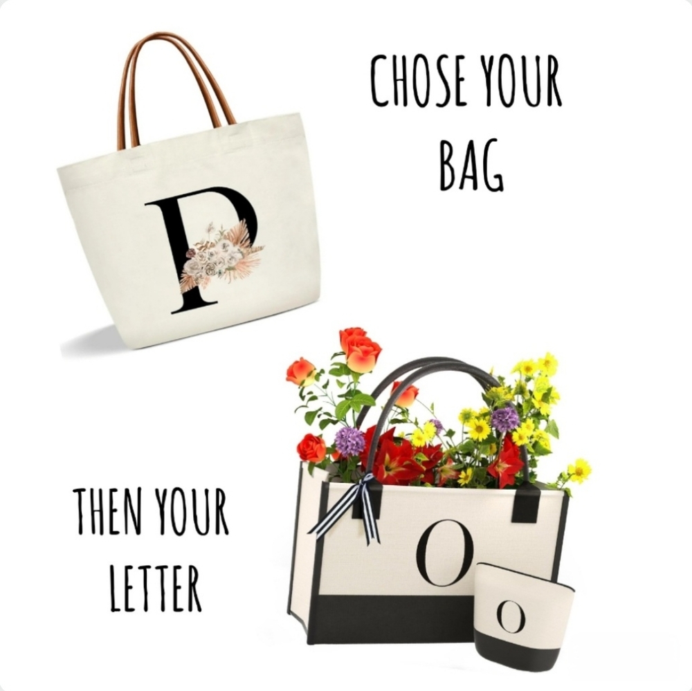 Personalized Tote Bags - Pick Your Style & Letter